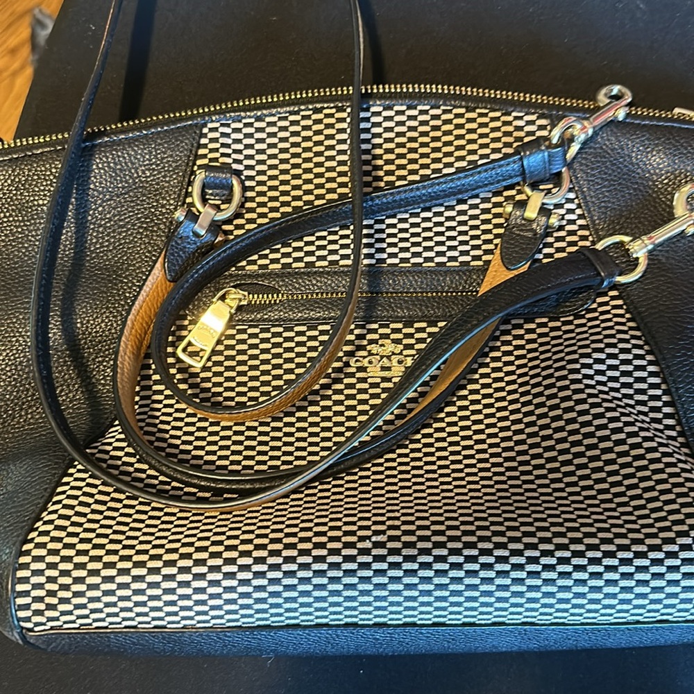 Coach Black and Tan Legacy Jacquard Satchel - Picture 6 of 8